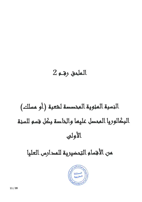 مذكرة CPGE 2026 - الصفحة 11 تفاصيل مذكرة الأقسام التحضيرية CPGE 2026 - الصفحة 11